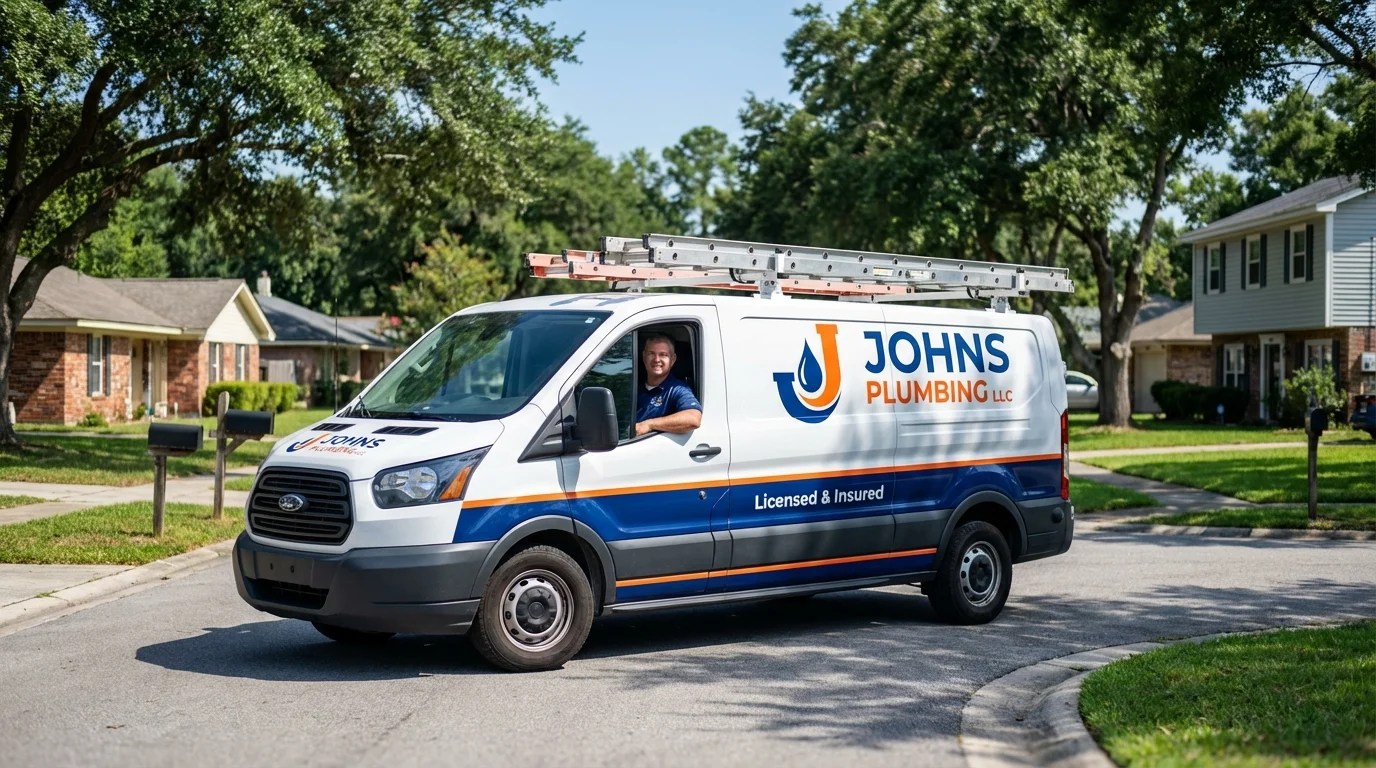 Johns Plumbing LLC service van in Bella Vista, AR