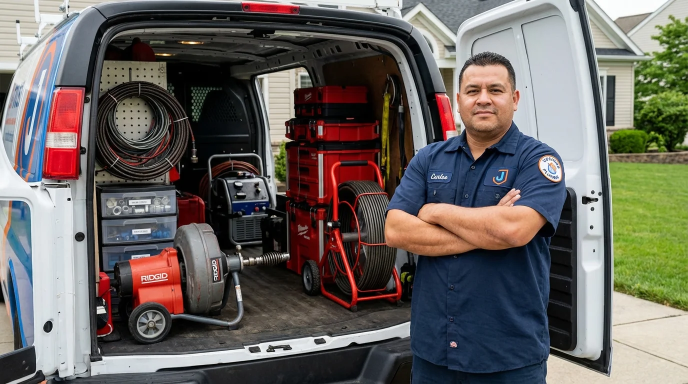 Professional drain cleaning equipment and Johns Plumbing LLC plumber in Bella Vista