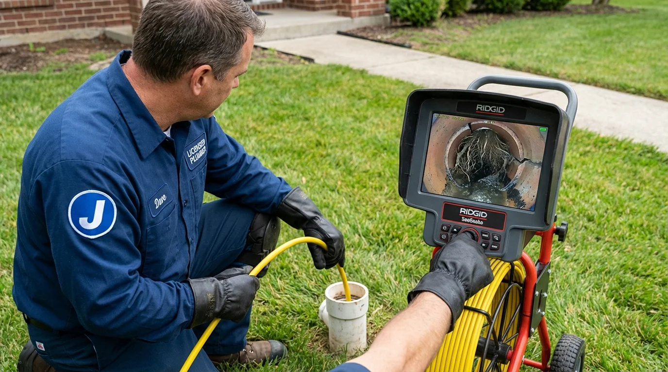 Sewer camera inspection being performed by Johns Plumbing LLC in Bella Vista