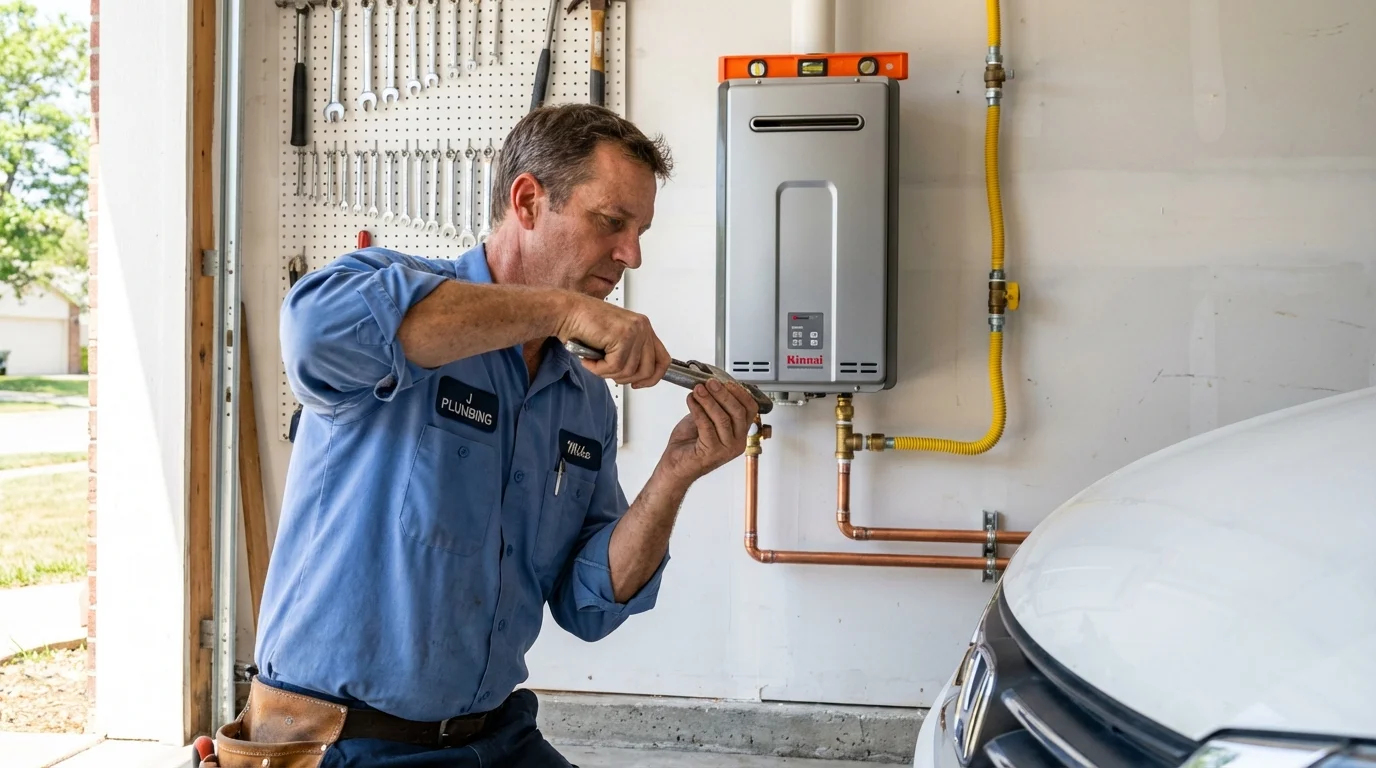 Tankless water heater installation by a Johns Plumbing LLC plumber in Bella Vista
